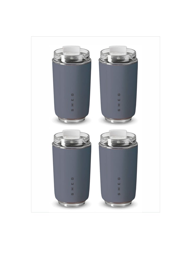 Travel Mug, Insulated Coffee Tumbler, Leak Proof Stainless Steel Thermal Reusable Coffee Cup, Lightweight And Portable Drink Container For Home Office Traveling, (Pack Of 4pcs, 350ML Grey)