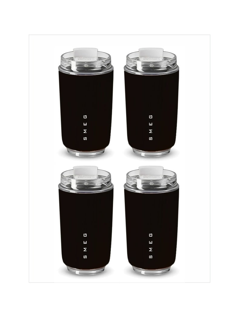 Travel Mug, Insulated Coffee Tumbler, Leak Proof Stainless Steel Thermal Reusable Coffee Cup, Lightweight And Portable Drink Container For Home Office Traveling, (Pack Of 4pcs, 350ML Black)