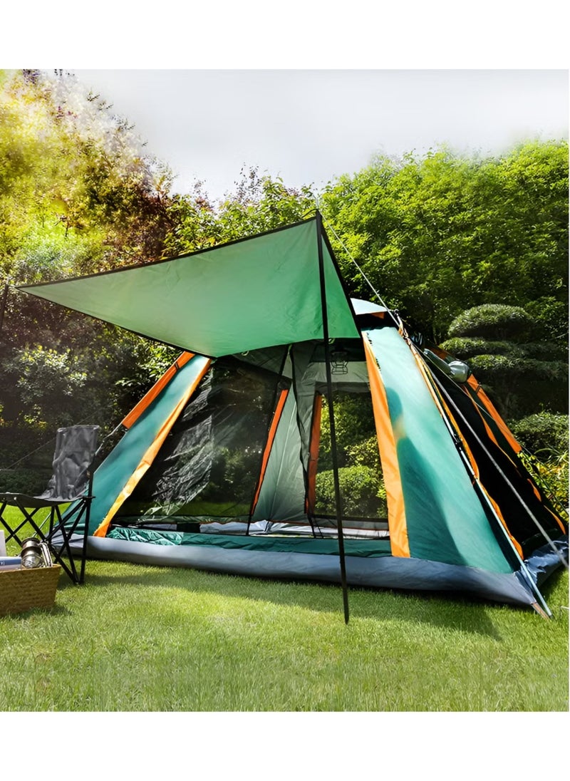 Camping Tent 4 Person Automatic Instant Pop-Up Tent Lightweight Portable Tent Outdoor Camping Waterproof Windproof Camping Tent Removable Cover and Mesh Windows 2 Doors with Carry Bag