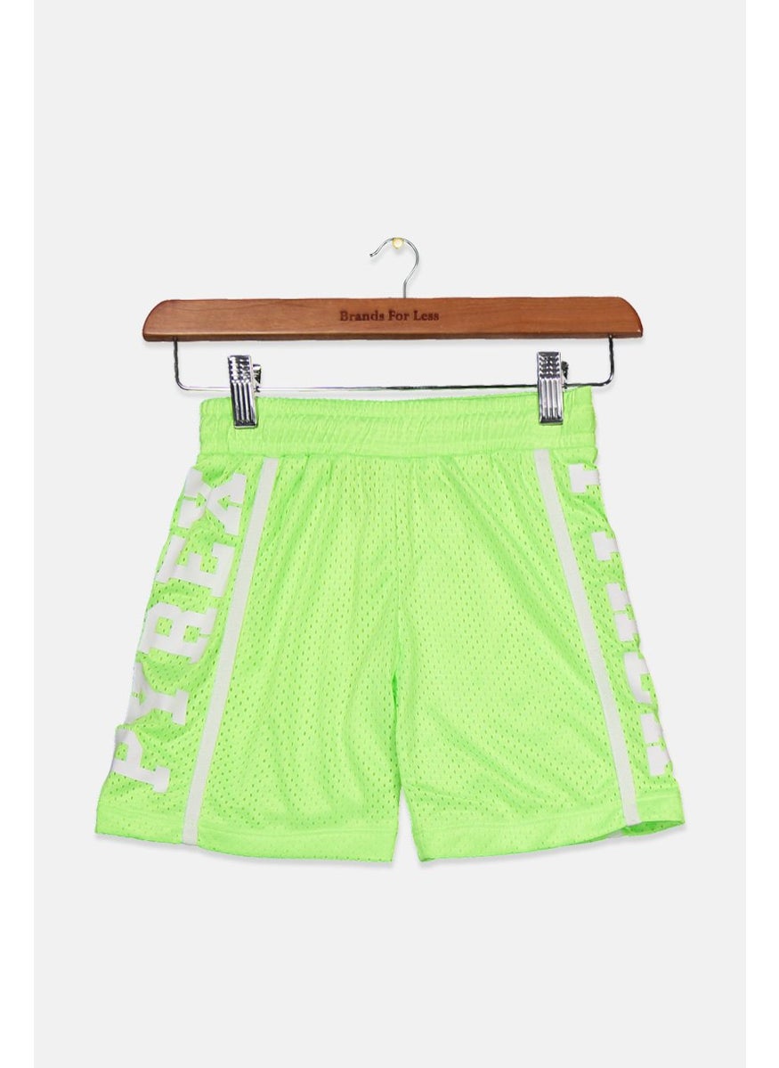 Kids Boy Mesh Bermuda Shorts, Light Green/White