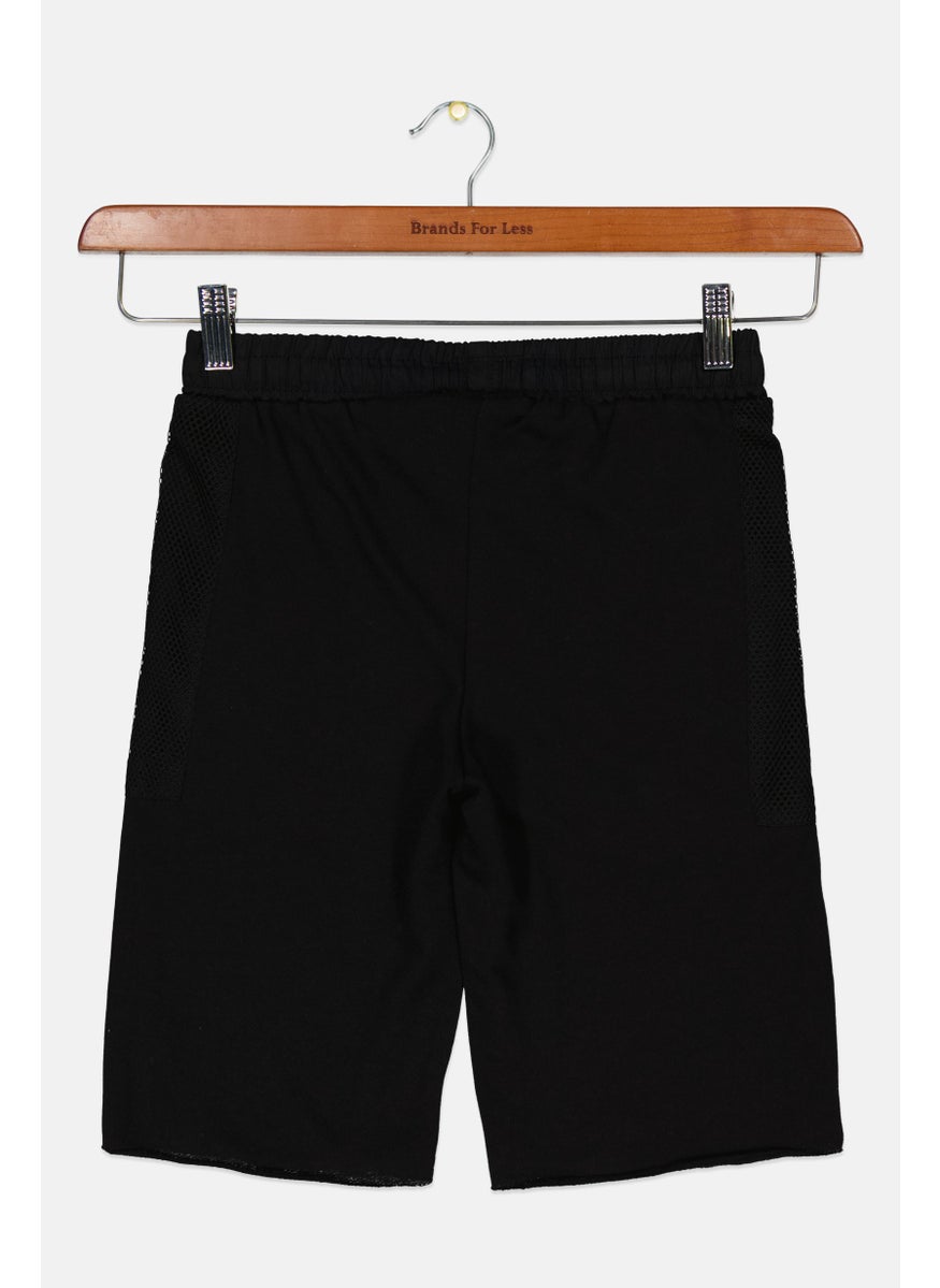 kids Boy Slim Fit Plain Basic Shorts,Black