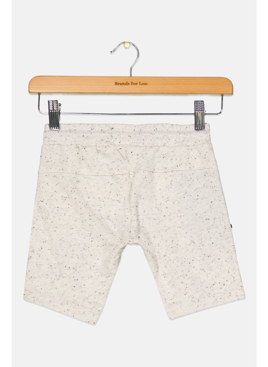 Kids Boy Textured Drawstring Shorts, Beige Combo