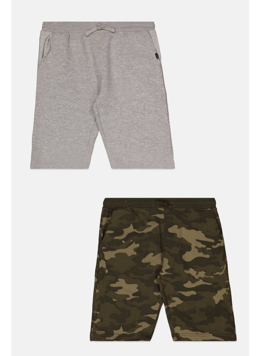 Kids Boy 2 Piece Basic Short, Olive/Grey