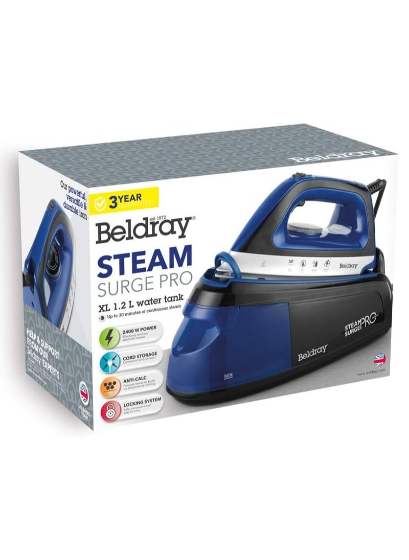 Beldray 2400W Steam Generator Iron 1.2 Litre Capacity, Blue