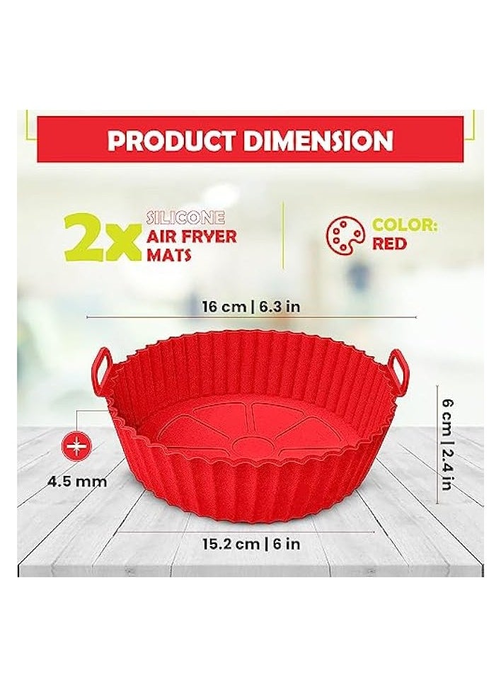 2 Pack Air Fryer Silicone Pot,Silicone Liners Round Food Safe Non Stick Air Fryer Basket Accessories, Reusable Replacement of Flammable Parchment Liner