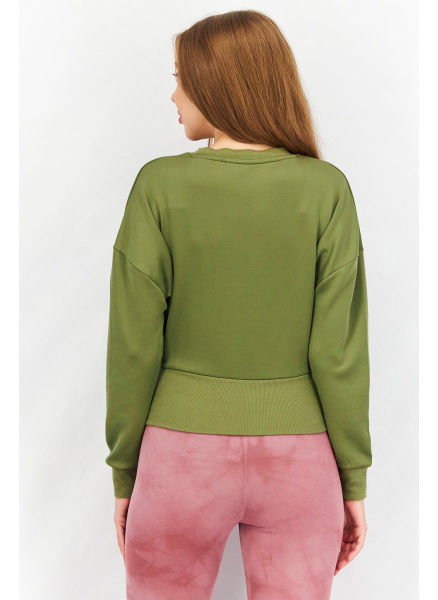 Women Sportswear Fit Long Sleeve Chandolin Cropped Top, Loden Green