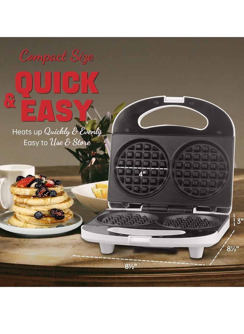 SugarWhisk Double Mini Waffle Maker & Chaffle Iron, 2 x 4-Inch Non-Stick Plates for Waffles, Keto & More