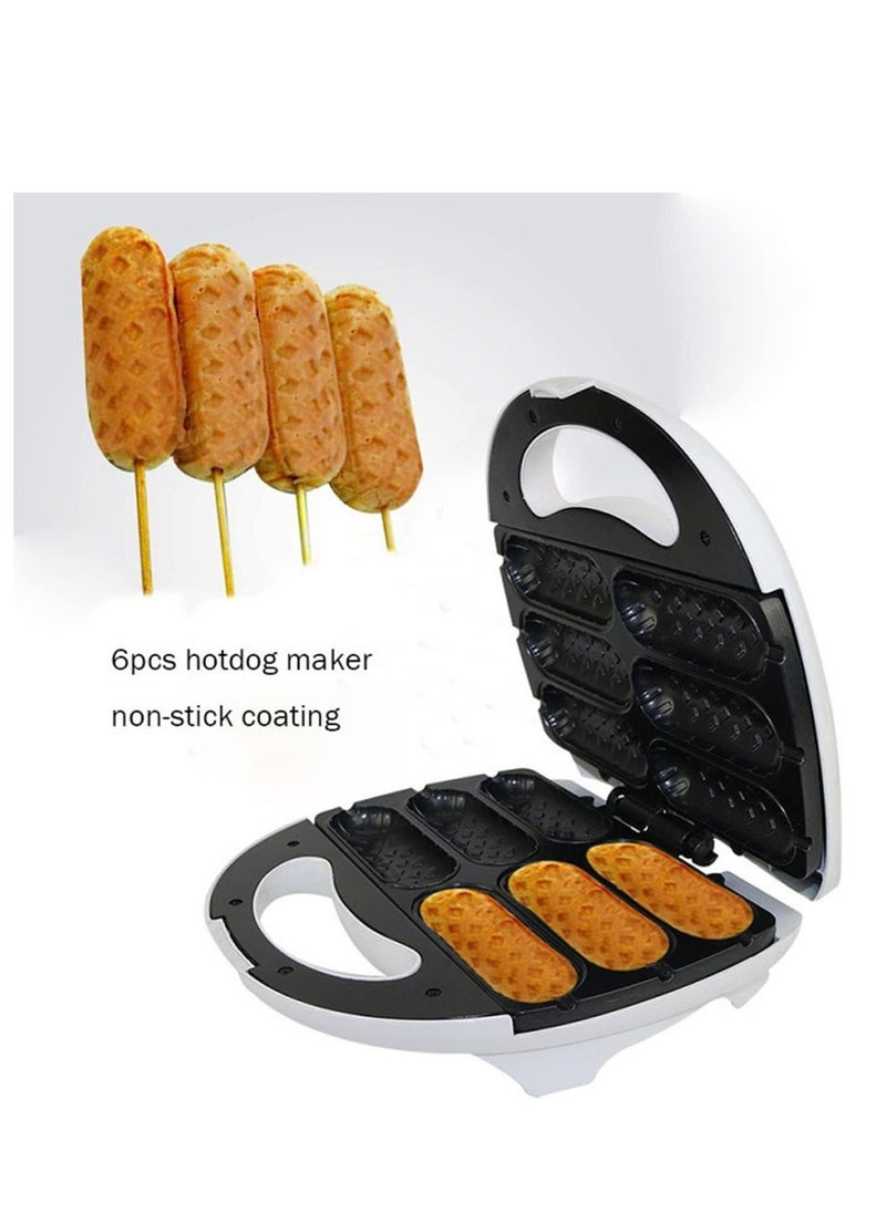 Corn Dog Maker, 6 Mini Dogs at Once, Non-Stick Waffle Hot Dog Maker, Easy Clean, 750W