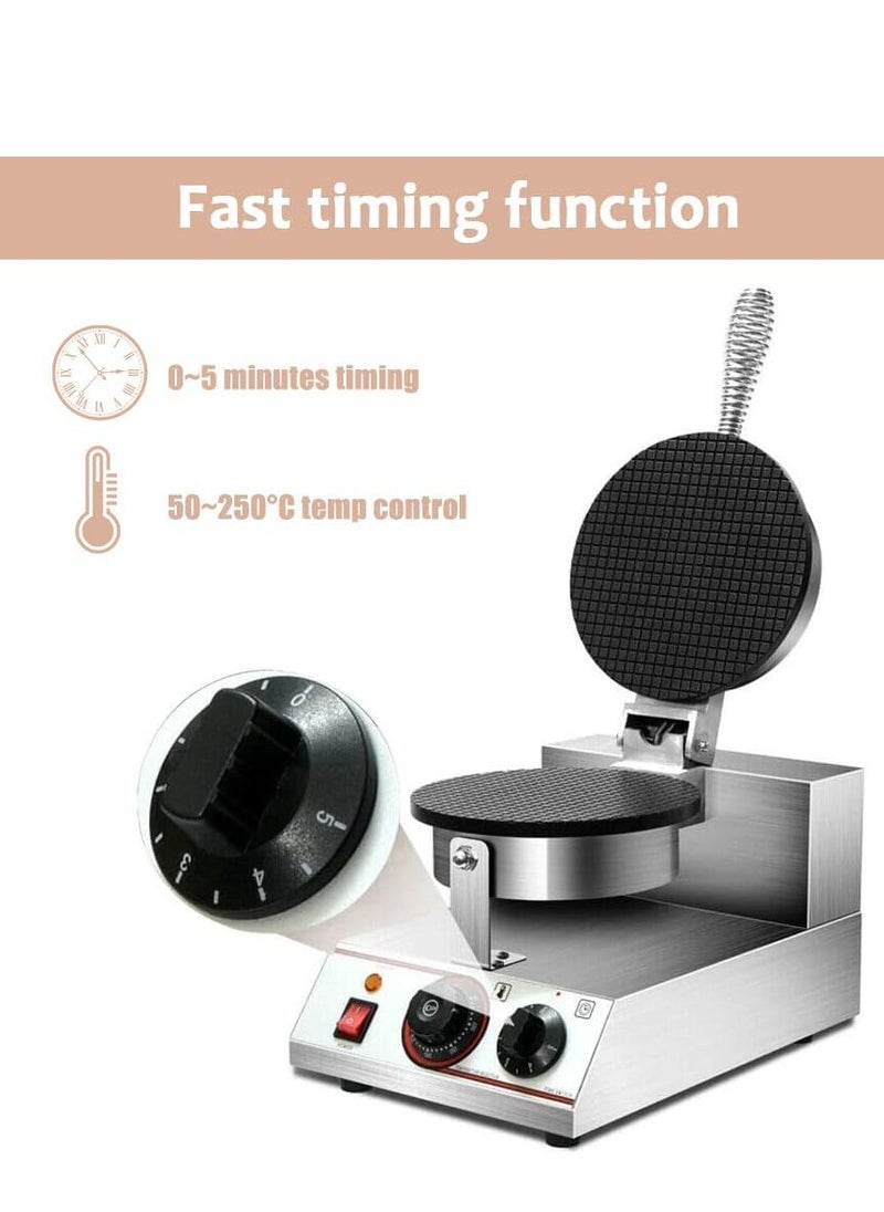 YUEWO Electric Waffle Cone Maker, 1200W Stainless Steel, Non-Stick, Multifunctional for Ice Cream, Egg Rolls & More