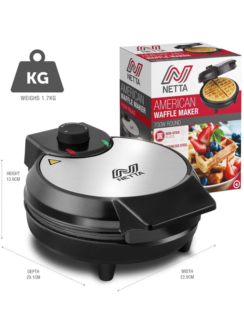 NETTA Waffle Maker Iron Machine – Deep Fill, Adjustable Temperature, Non-Stick Plates, 700W