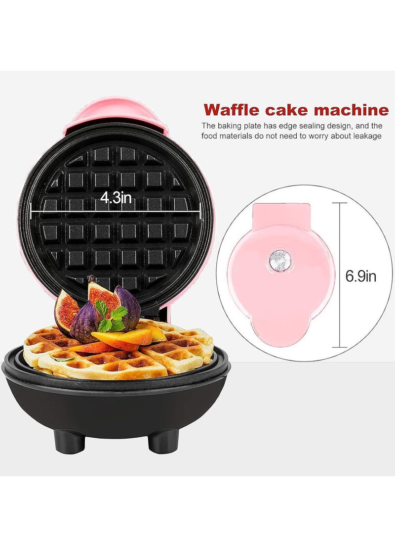 Mini Waffle Maker – Non-Stick, Pancake Maker, Power/Ready Indicator, Compact & Efficient, Pink