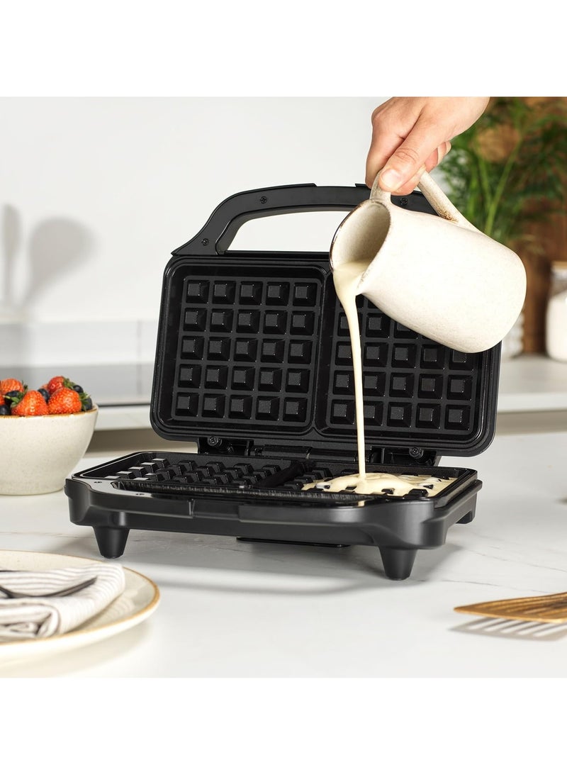 Double Waffle Maker – Non-Stick Dual Plates, 900W Belgian & American Waffles