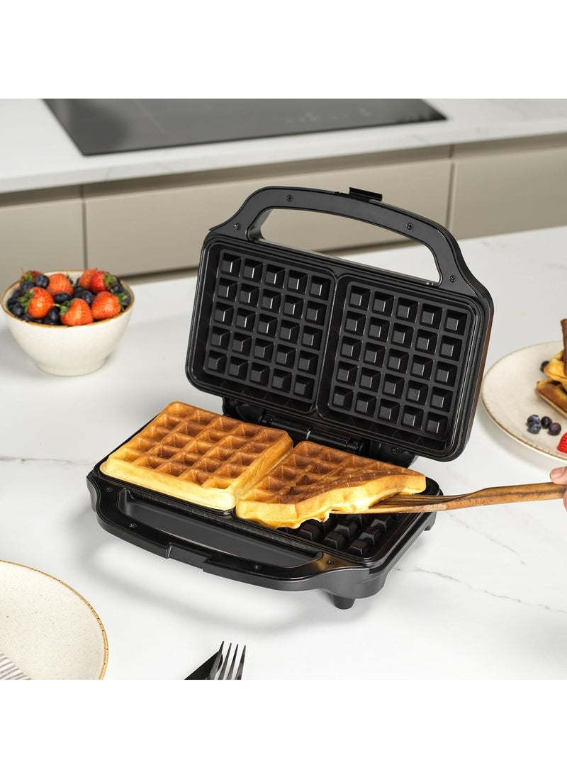 Double Waffle Maker – Non-Stick Dual Plates, 900W Belgian & American Waffles