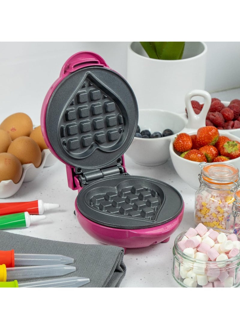 Global Gizmos Mini Heart Waffle Maker – Non-Stick Plate, Cool Touch Handles, 550W Power, Compact Design