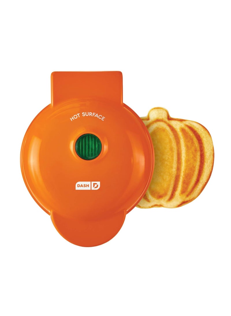 DMWP001OR Mini Maker for Waffles, Hash Browns & Keto Chaffles – 4 Inch, Non-Stick, Easy to Clean, Orange Pumpkin