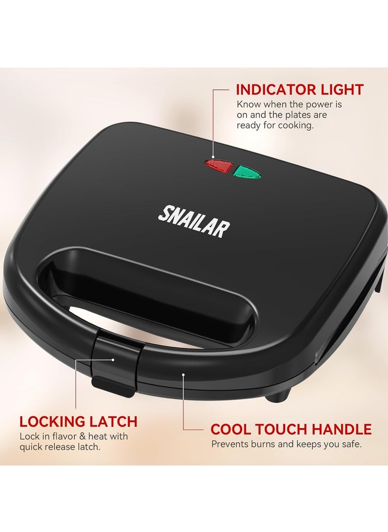 Snailar 2-Slice Waffle Maker – Belgian Waffle Iron, Non-Stick Plates, Indicator Lights, 750W Heating, PFOA Free