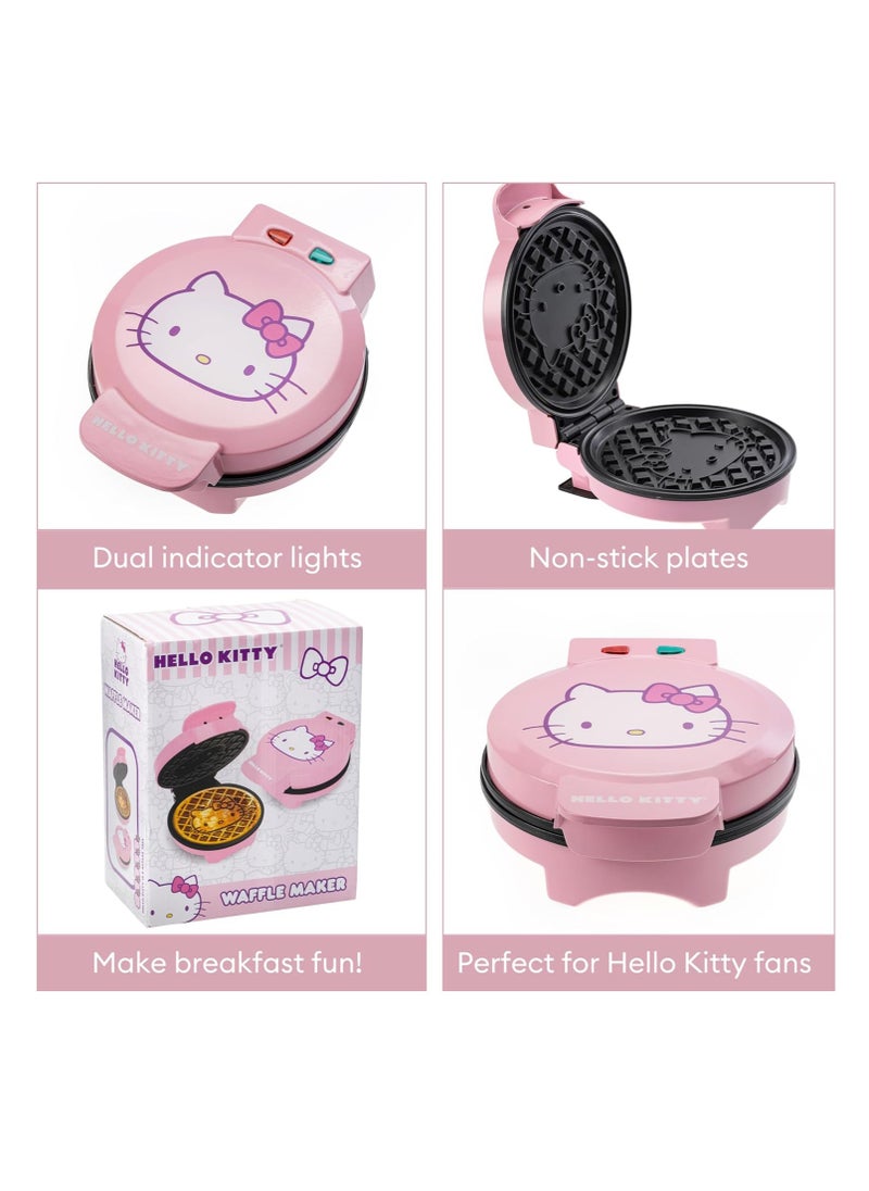 Hello Kitty Mini Waffle Maker – Makes Cute Shaped Waffles, Compact, Non-Stick, Easy to Clean, Dual Indicator Lights