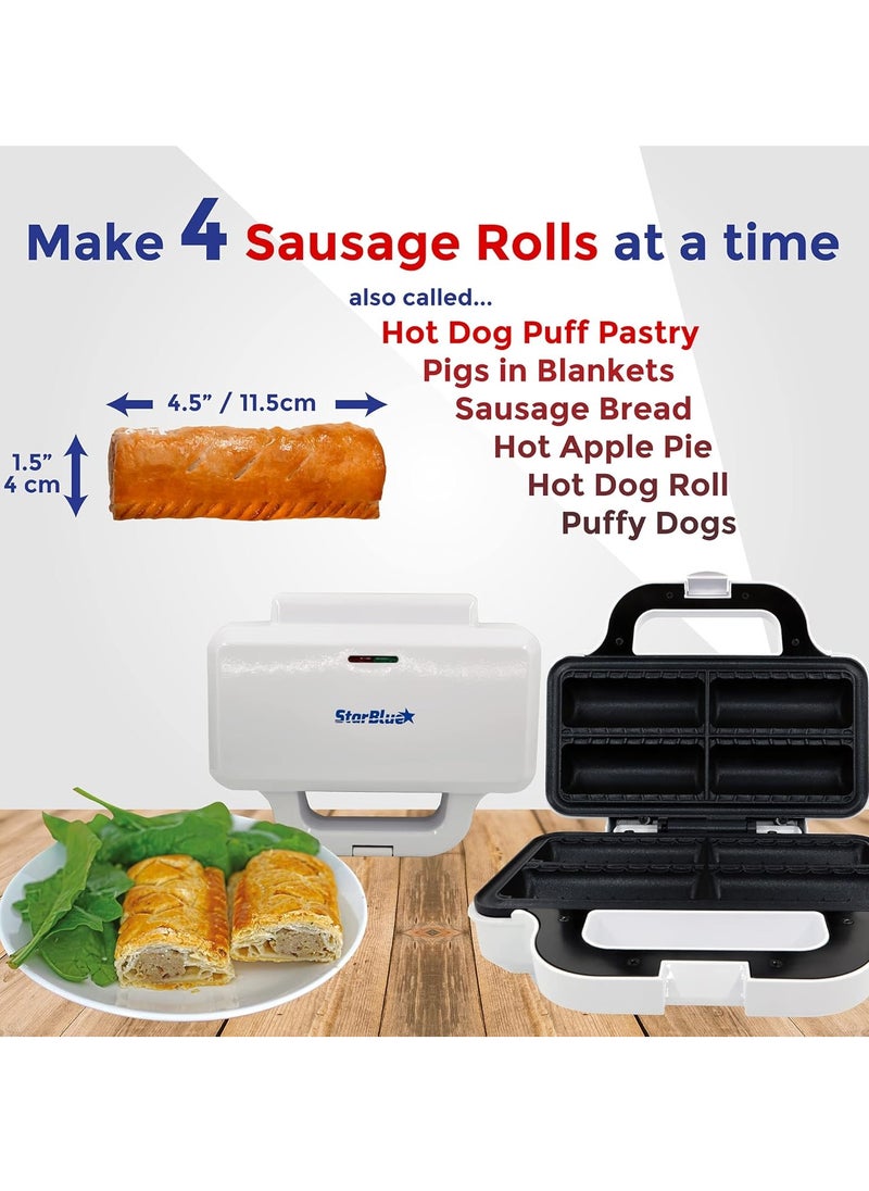 Sausage Roll Maker by StarBlue – Make 4 Quick Breakfast Sausage Rolls, Free Recipe Ebook, 850W