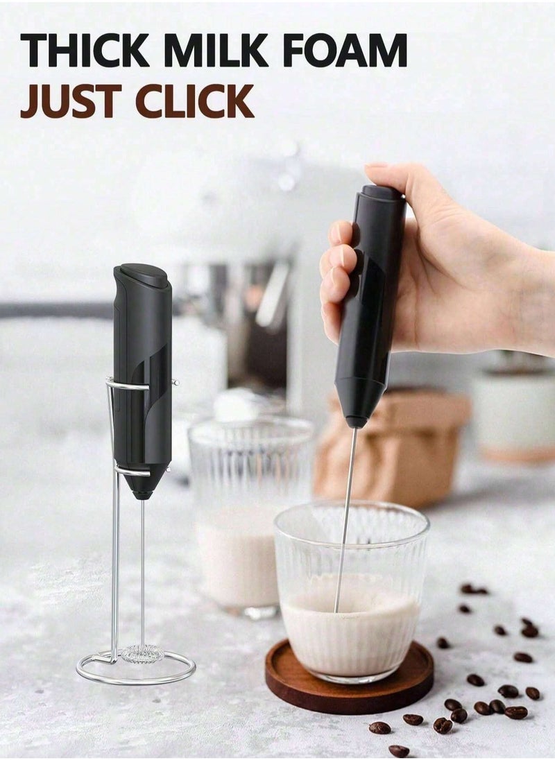 Milk Frother Handheld With Stand Electric Portable Whisk Drink Mixer for Matcha Coffee Hot Chocolate Frappe Latte