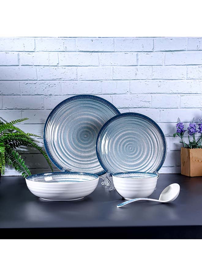20-Piece Melamlne Dinner Set With 6X27Cm Dinner Plates, 6X22Cm Side Plates, 1X20Cm Serving Bowl, 6X13Cm Rice Bowls, 1X20Cm Ladle, Serves 6 For Everyday Use, Multicolor Multicolor 3kg