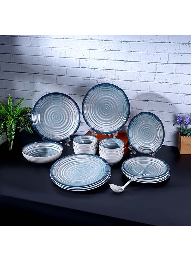 20-Piece Melamlne Dinner Set With 6X27Cm Dinner Plates, 6X22Cm Side Plates, 1X20Cm Serving Bowl, 6X13Cm Rice Bowls, 1X20Cm Ladle, Serves 6 For Everyday Use, Multicolor Multicolor 3kg