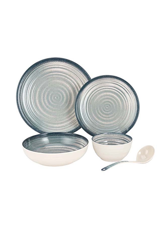 20-Piece Melamlne Dinner Set With 6X27Cm Dinner Plates, 6X22Cm Side Plates, 1X20Cm Serving Bowl, 6X13Cm Rice Bowls, 1X20Cm Ladle, Serves 6 For Everyday Use, Multicolor Multicolor 3kg