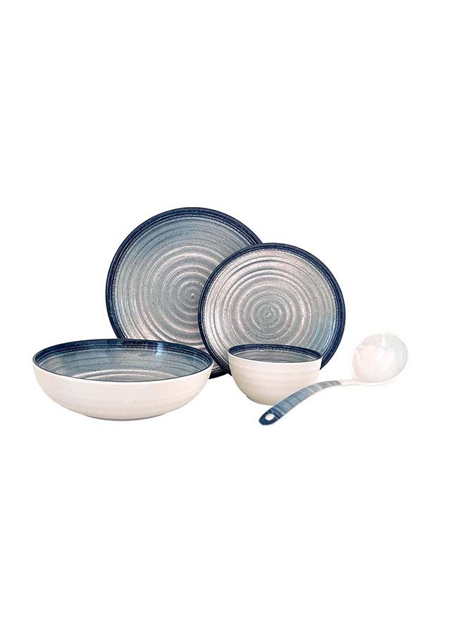 20-Piece Melamlne Dinner Set With 6X27Cm Dinner Plates, 6X22Cm Side Plates, 1X20Cm Serving Bowl, 6X13Cm Rice Bowls, 1X20Cm Ladle, Serves 6 For Everyday Use, Multicolor Multicolor 3kg