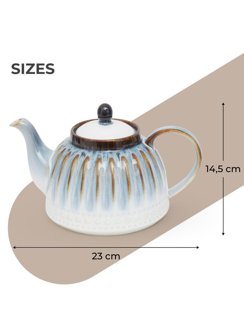 Fissman Teapot 1100ml, Porcelain Teapot Galatica Series, Elegant Color Designed, Porcelain Tea Kettle for Loose Tea, Dishwasher Safe