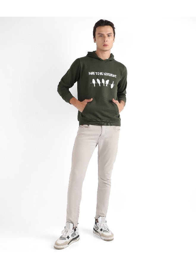 Men's Forest Green Dare To Be Different Hoodie With Kangaroo Pocket