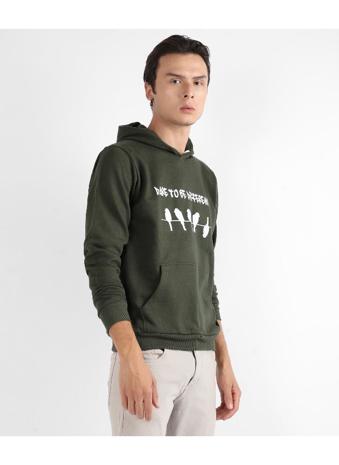 Men's Forest Green Dare To Be Different Hoodie With Kangaroo Pocket