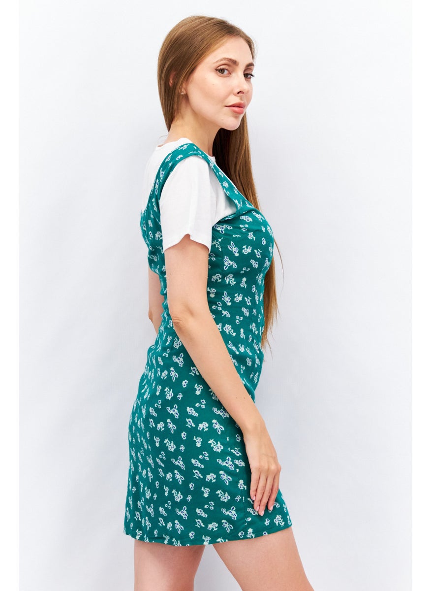 Women 2 Piece Mini Dress With T-Shirt, Multicolor