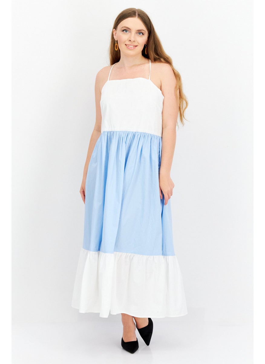 Women Colorblock Maxi Dress, White