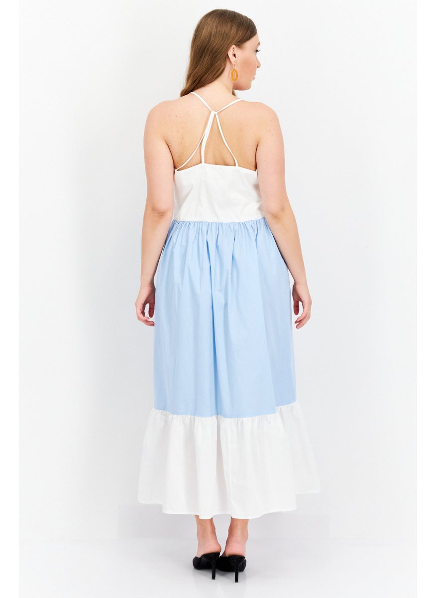 Women Colorblock Maxi Dress, White