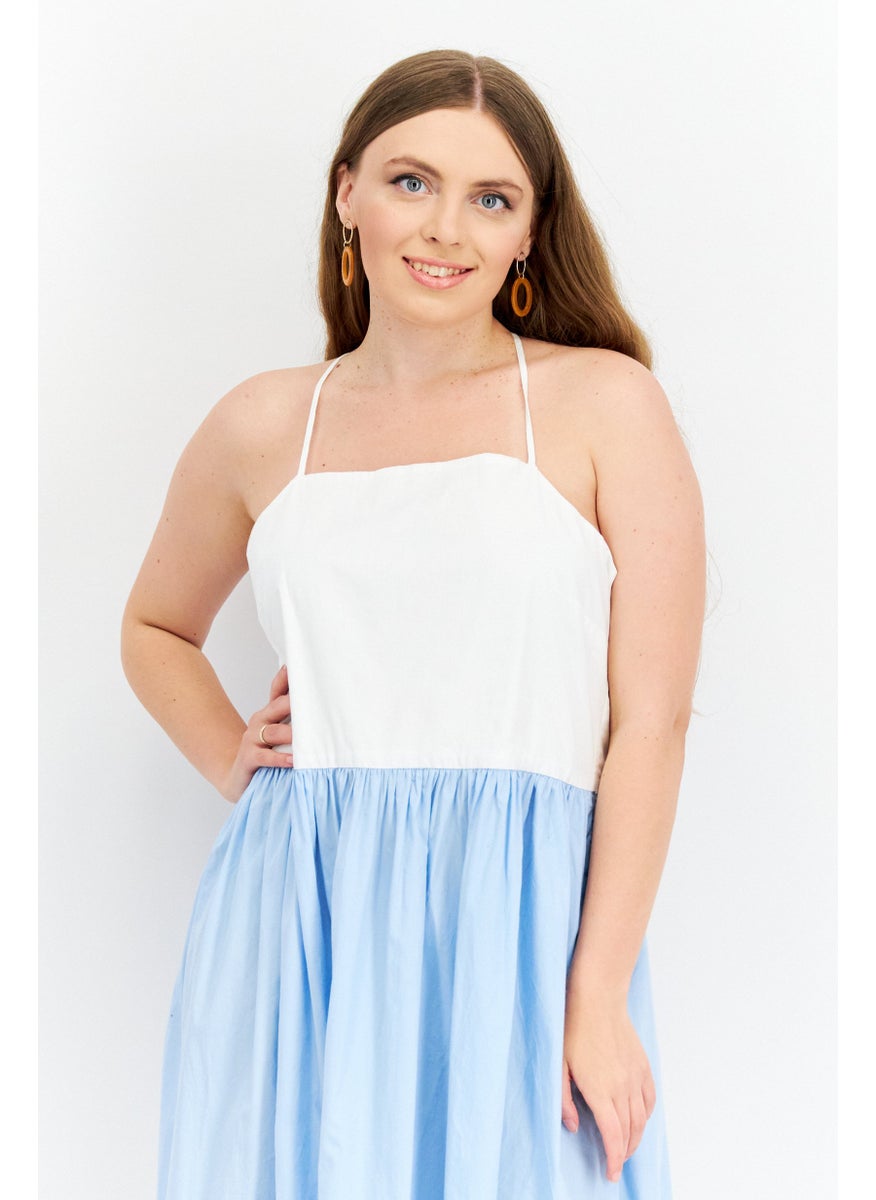 Women Colorblock Maxi Dress, White