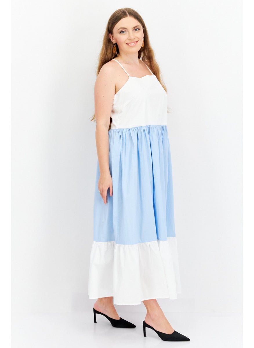 Women Colorblock Maxi Dress, White