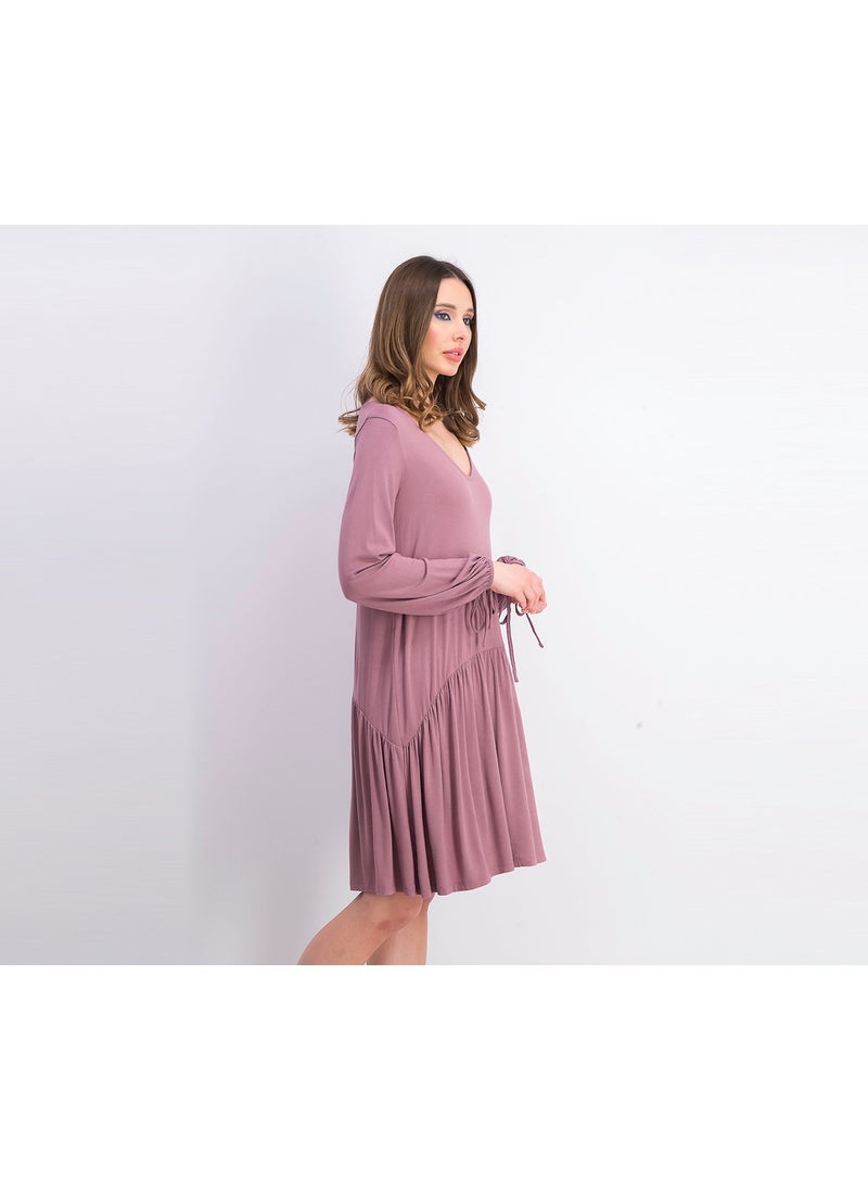 Women Long Sleeve Swing Dress, Mauve