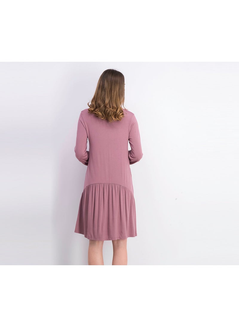 Women Long Sleeve Swing Dress, Mauve