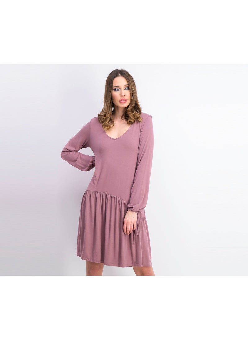 Women Long Sleeve Swing Dress, Mauve