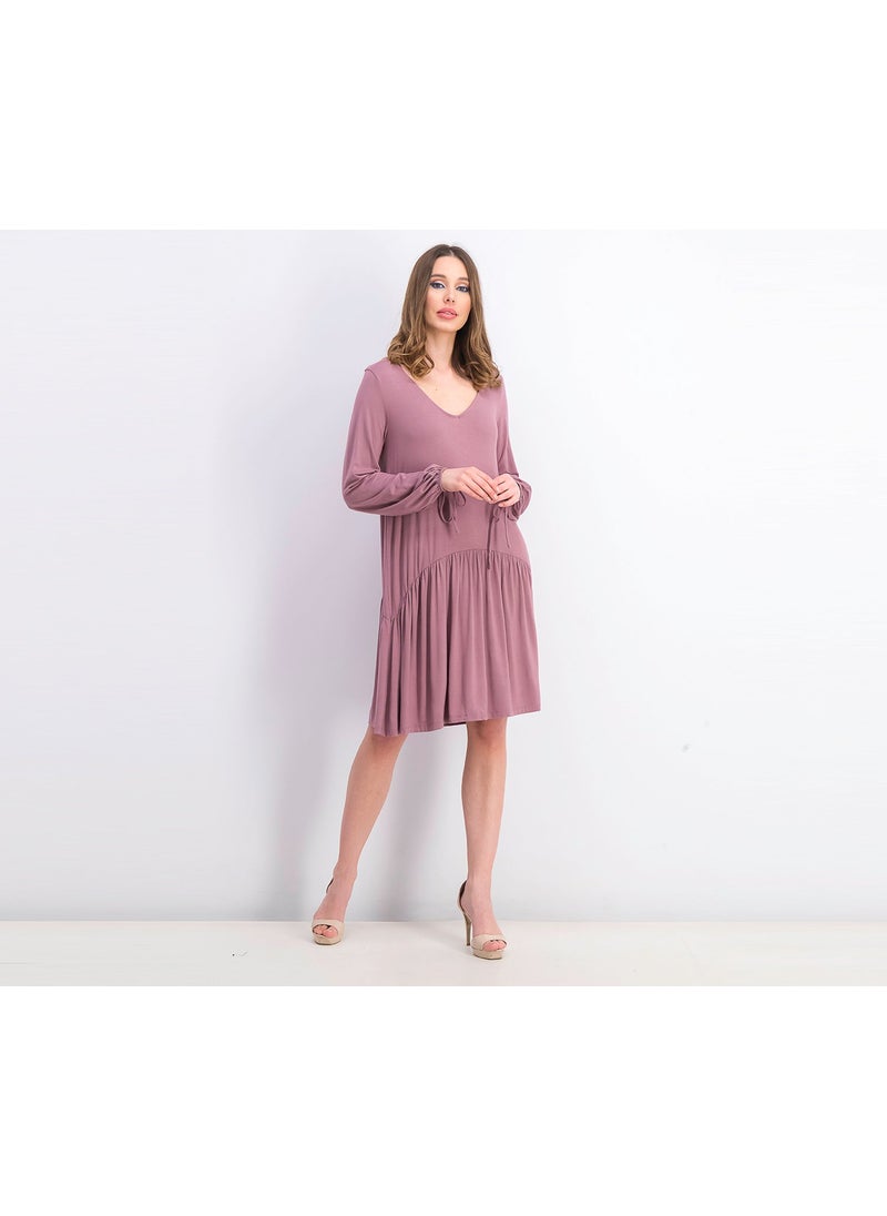 Women Long Sleeve Swing Dress, Mauve