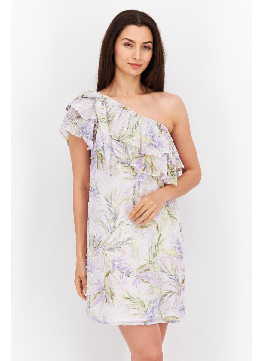 Women Floral Print Mini Dress, White