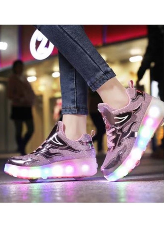 LED Flash Light Fashion Shiny Sneaker Skate Shoes With Wheels And Lightning Sole