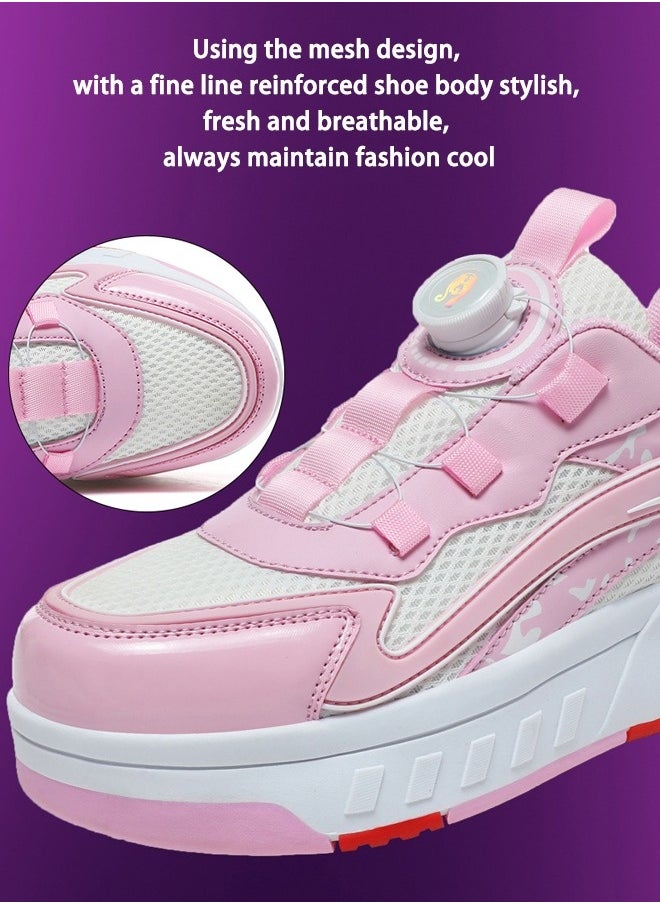 Kids Roller Skates Fashion Sports Shoes Convenient Rotary Buckle Four Wheel Roller Skates Outdoor Leisure Cool