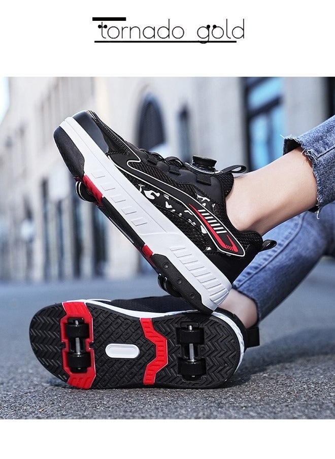 Kids Roller Skates Fashion Sports Shoes Convenient Rotary Buckle Four Wheel Roller Skates Outdoor Leisure Cool