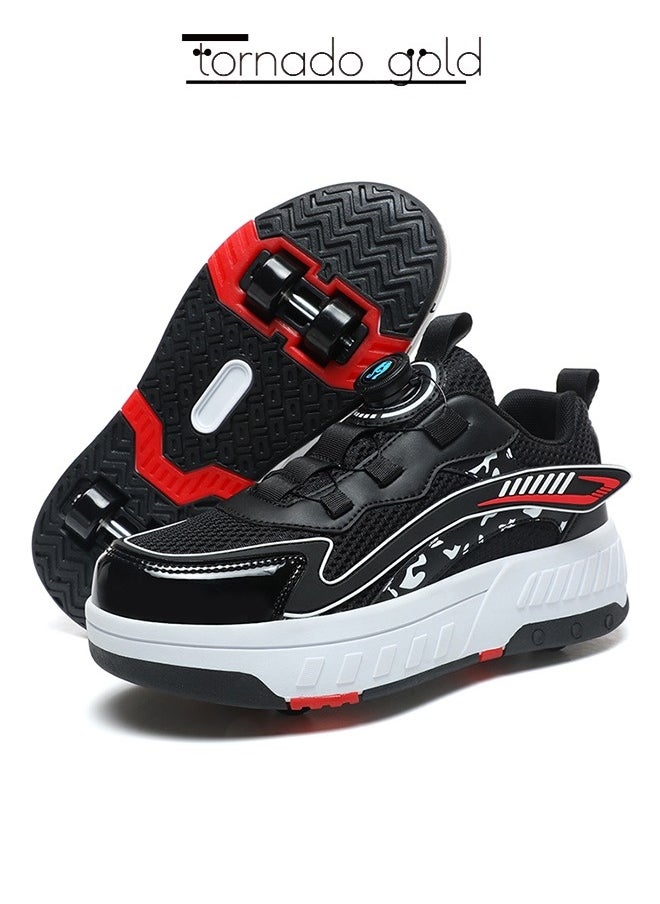 Kids Roller Skates Fashion Sports Shoes Convenient Rotary Buckle Four Wheel Roller Skates Outdoor Leisure Cool