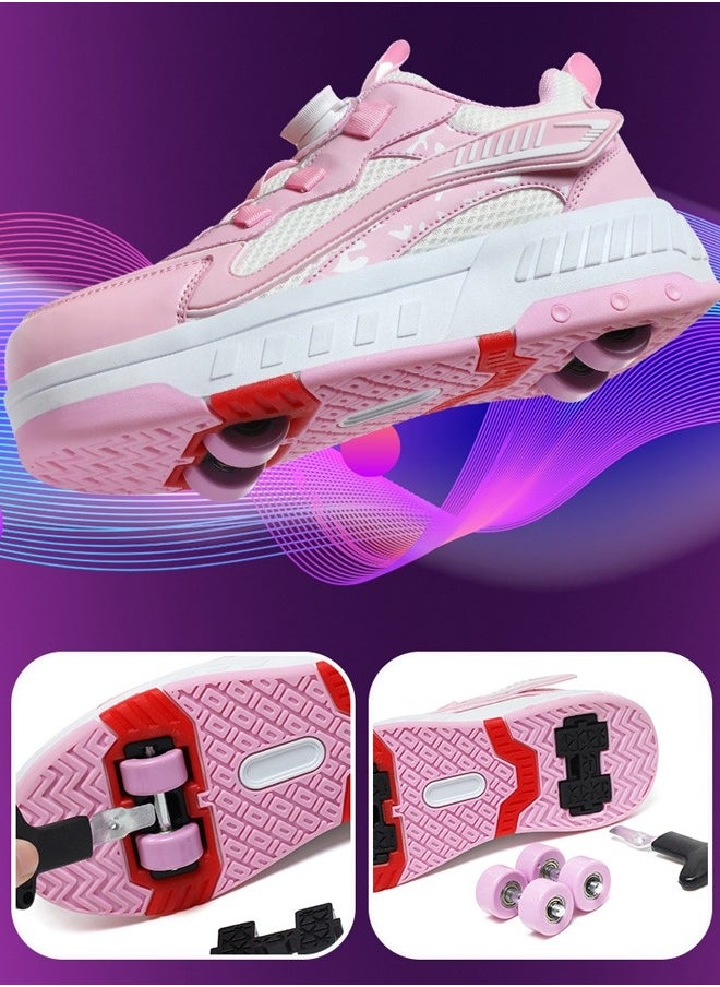 Kids Roller Skates Fashion Sports Shoes Convenient Rotary Buckle Four Wheel Roller Skates Outdoor Leisure Cool