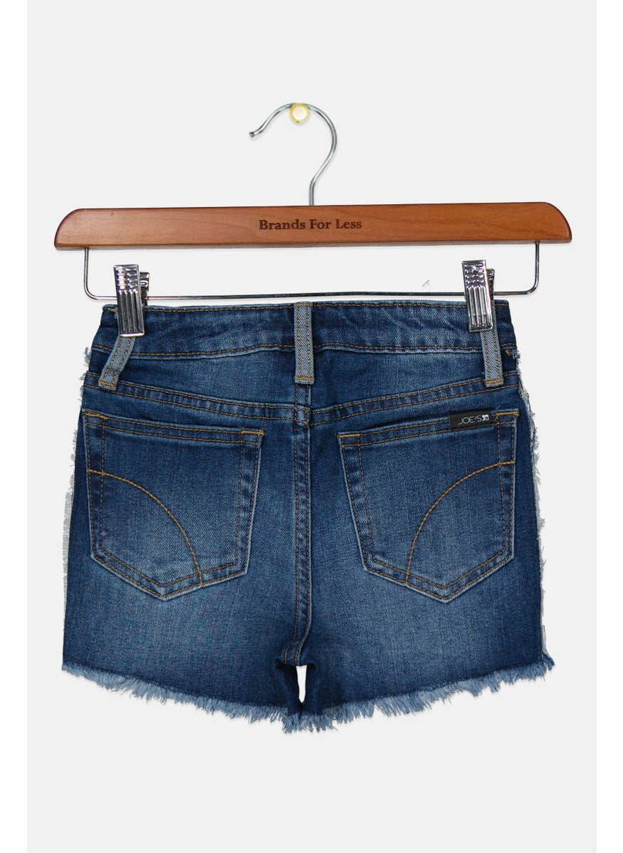 Kids Girl Rip Denim Shorts, Blue