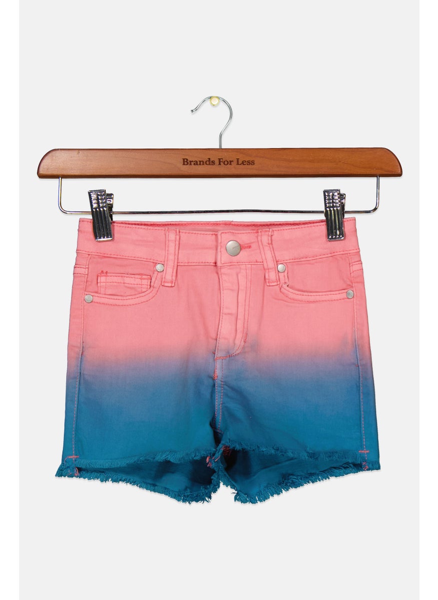 Kids Girl Two-Toned Denim Shorts, Pink/Blue