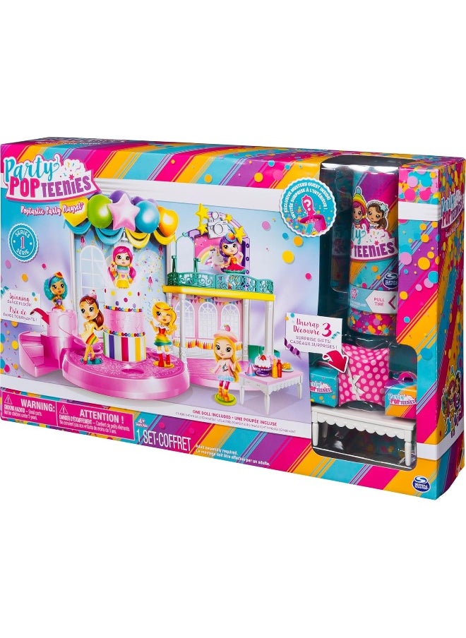 Party Popteenies - Poptastic Party Playset with Confetti, Exclusive Collectible Mini Doll and Accessories, for Ages 4 and Up