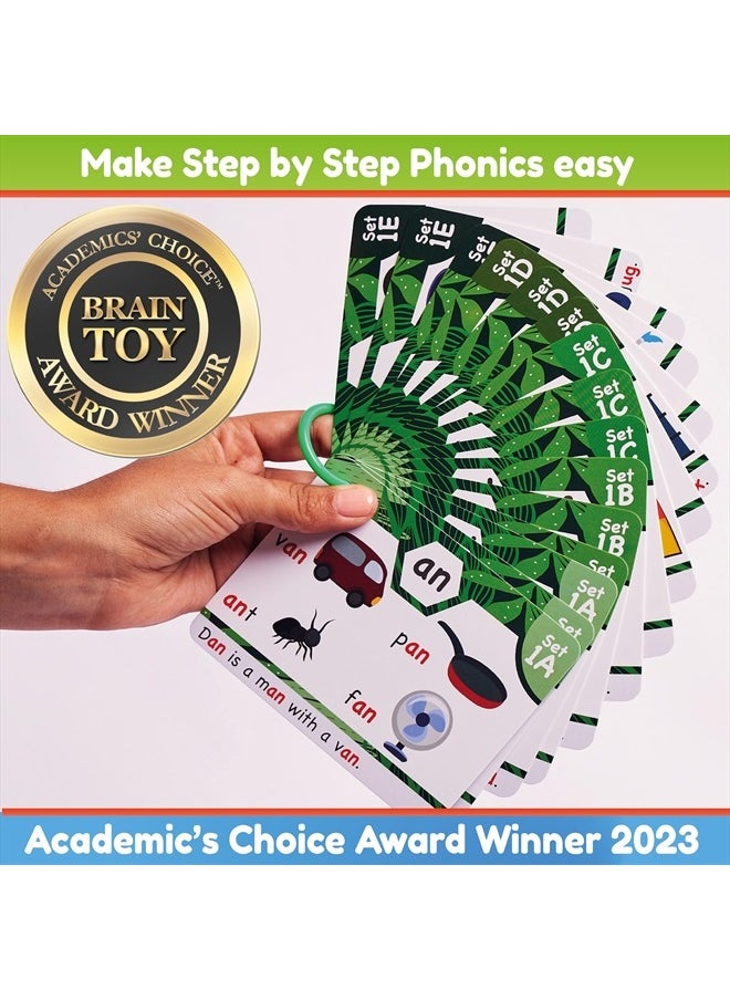 Phonics Flash Cards - Learn to Read in 20 Stages - Digraphs CVC Blends Long Vowel Sounds - Games for Kids Ages 4-8 Kindergarten First Second Grade Homeschool Educational Study Activity
