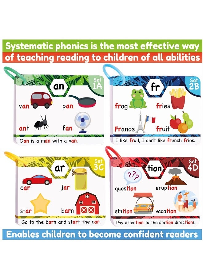 Phonics Flash Cards - Learn to Read in 20 Stages - Digraphs CVC Blends Long Vowel Sounds - Games for Kids Ages 4-8 Kindergarten First Second Grade Homeschool Educational Study Activity